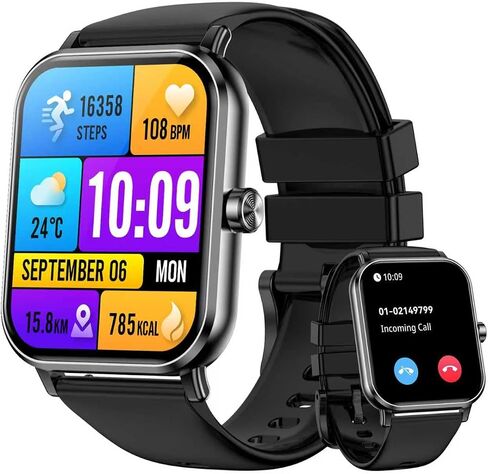 Smart Watch for Men - 1.85"HD 2026 Upgraded Fitness Tracker Bluetooth Call and text Smartwatch with 7 Day Battery 5 ATM Waterproof Heart Rate Sleep Monitor 130+ Sport Modes for Android & iOS (Black) in Saudi Arabia