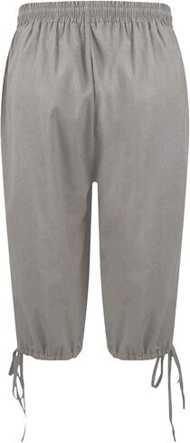 Linen Bermuda Shorts for Women Knee Length Drawstring Elastic Waist Shorts Casual Summer Pedal Pushers with Pockets in Kuwait