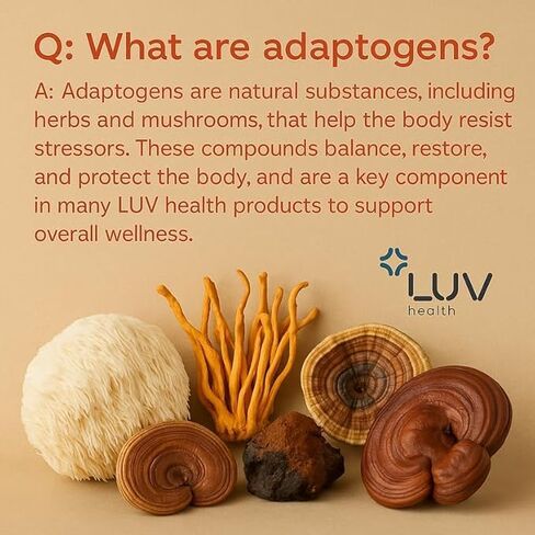 Flow Drops LUV Health Energy Supplement for Focus, Mental Clarity & Immune Support - Adaptogenic Mushrooms with Lion’s Mane, Cordyceps, Reishi, Chaga & Turkey Tail – Vegan, Made in USA 30 Servings in Kuwait