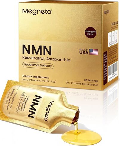 NMN 600mg Liposomal Liquid Pouches with Resveratrol 150mg, PQQ, CoQ10 & Astaxanthin-High Absorption NAD+ Supplement for Cellular Energy, Healthy Aging & Longevity - Vegan - 30 Servings in Saudi Arabia