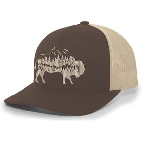 Heritage Pride Mens Buffalo Hat Embroidered Buffalo Mountain Forest Tamarack Mens Mesh Back Trucker Hat Baseball Cap in Saudi Arabia