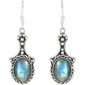 Gemstone Boho Earrings for Women – Natural Gemstone Drop & Dangle Earrings – Handmade Lightweight Jewelry in 925 Silver Plated Finish – Gift for Anniversary, Her or Christmas in Saudi Arabia