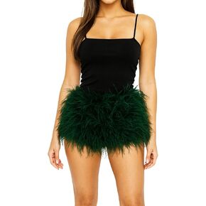 LVCOMEFF Women Ostrich Feather Shorts Mini Hot Pants Fluffy Shorts Booty Dance Festival Bottoms in Saudi Arabia