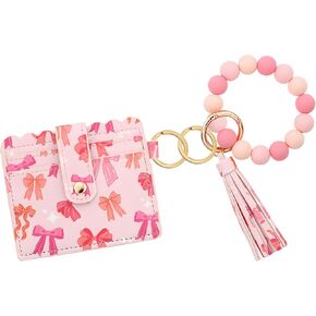 Pink Bow Wallet, Pink Wallet Wristlet, Slim Minimalist Wallets for Women, Flat Wallets for Women in Saudi Arabia