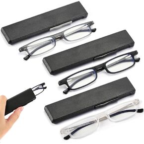 Compact Folding Reading Glasses Anti Blue Light UV, Ultra-thin Slim TR90 Readers with Portable Flat Case for Men Women in Saudi Arabia