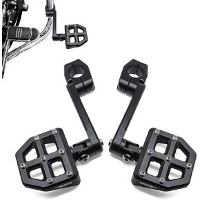 MZS 1.25" Highway Pegs, Motorcycle Adjustable Highway Foot Pges Mount Long Angled Black CNC Compatible with Sportster Softail Road King Street Glide Electra Dyna Vulcan VTX for 1 1/4 Engine Guard Bar in Saudi Arabia
