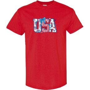 Southern Couture Soft Collection Women's Graphic T-Shirt – USA Patriotic Fireworks Bow Design, Red Cotton Tee in Saudi Arabia