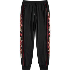Men's Japanese Streetwear Jogger Pants for Men Red Dragon Embroidered Drawstring Pants Mens Baggy Casual Trouser in Saudi Arabia