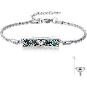 WINNICACA Urn Bracelet for Ashes 925 Sterling Silver Abalone Shell Sunflower/Butterfly/Turtle Cremation Jewelry for Ashes Keepsake Pendant Locket Bracelet for Women Gifts in Kuwait