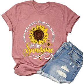 When You Can't Find The Sunshine Be The Sunshine T-Shirt Women Graphic Shirt Sunflower Shirt in Saudi Arabia