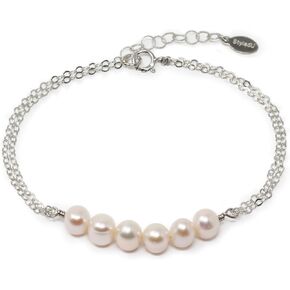 Milestone Birthday Pearl Bracelet Gift for Her, Sterling Silver Freshwater Pearl Bar, 30th 40th 50th 60th 70th Birthday Jewelry in Saudi Arabia