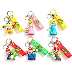 6Pcs Cute Mario Keychains, Super Brothers Keychain, Cartoon Bag Charms Car Keys, Party Favors for Boys and Girls in Saudi Arabia