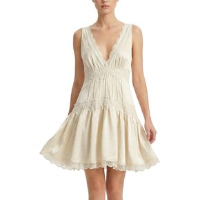 Women Lace Mini Slip Dress V Neck Flowy Summer Dress Y2K Boho Ruffle Hem Babydoll Short Dress for Daily Dating Vacation in Saudi Arabia