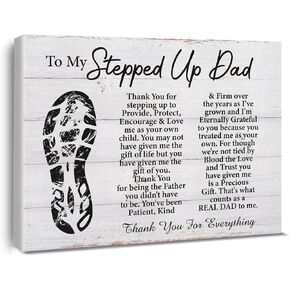 Step Dad Gifts Canvas Painting Framed, Gifts for Stepdad Birthday Father's Day, Rustic to My Stepped up Dad Poster Print Ready to Hang Home Living Room Bedroom Wall Decor 10x8 Inches in Saudi Arabia