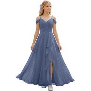V Neck Junior Bridesmaid Dresses Spaghetti Strap Chiffon Flower Girl Dress for Wedding Girls Bridesmaid Dress in Saudi Arabia
