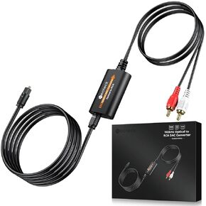محول Neoteck 192 كيلو هرتز DAC بطول 7 أقدام/2.1 متر كابل بصري إلى RCA SPDIF إلى RCA محول رقمي إلى تناظري مع مجموعة شرائح مضخم الصوت المدمجة للتلفزيونات عالية الدقة وصناديق الاستقبال ومشغلات DVD/Blu-Ray in Kuwait