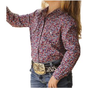 Cruel Girl Girls' Long Sleeve Western Snap Shirt - Blue in Kuwait