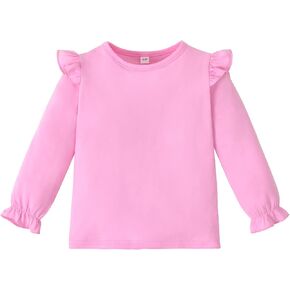 LYSMuch Toddler Baby Girls Blouse Long Sleeve Ruffle Shirt Solid Top Clothes in Kuwait