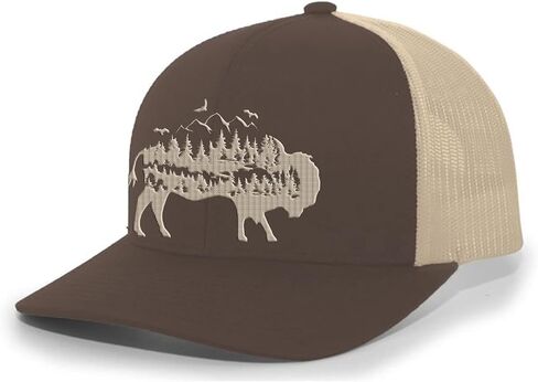 Heritage Pride Mens Buffalo Hat Embroidered Buffalo Mountain Forest Tamarack Mens Mesh Back Trucker Hat Baseball Cap in Saudi Arabia