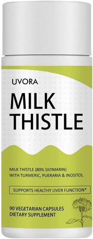 Uvora - Milk Thistle Detox.UVORA Milk Thistle Extract 300 mg, Extract with Vitamin C, Inositol & Pueraria, Liver Detox Support, Antioxidant Support, 90 Capsules in Saudi Arabia