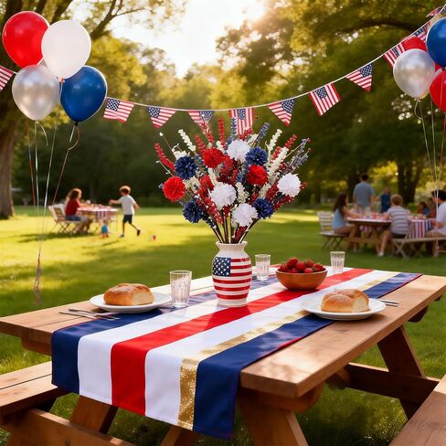 4th of July Decorations 17 Inch Patriotic Artificial Berry Picks 12 Pack Red White Blue Berry Stems for Tables Centerpieces Home Office Restaurant Vase Independence Day Decorations in Saudi Arabia