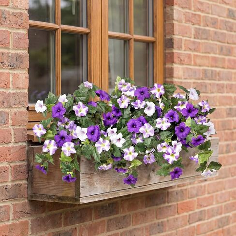 Artificial Fake Flowers for Outdoors Decoration, 4 PCS Faux Silk Artificial Morning Glory UV Resistant, Realistic Faux Plastic Plants for Front Door Garden Porch Window Wedding Decor in Saudi Arabia