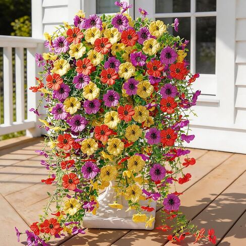 AGIRL 6 Bundles Artificial Hanging Flowers for Outdoor Spring Summer Decor,UV Resistant Faux Silk Flowers,Fake Plants with Realistic Look for Outside Indoor Planter Garden,Patio,Balcony,Porch and Yard in Saudi Arabia