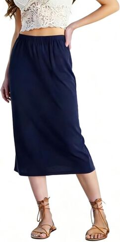 Women's Midi Skirts Summer High Waist Elastic Drawstring Stretch Sweat Casual Soft Long Skirts for Women in Saudi Arabia