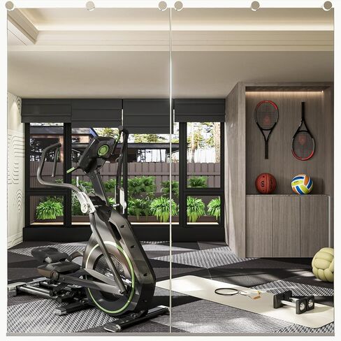 Keonjinn Home Gym Mirror, 48" x 24" x 2Pcs, Large Exercise Mirror, Frameless Full Body Mirrors, Tempered Glass, Wall Mounted for Gym, Yoga, Bedroom, Dance Studio in Saudi Arabia