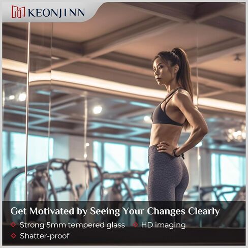 Keonjinn Home Gym Mirror, 48" x 24" x 2Pcs, Large Exercise Mirror, Frameless Full Body Mirrors, Tempered Glass, Wall Mounted for Gym, Yoga, Bedroom, Dance Studio in Saudi Arabia