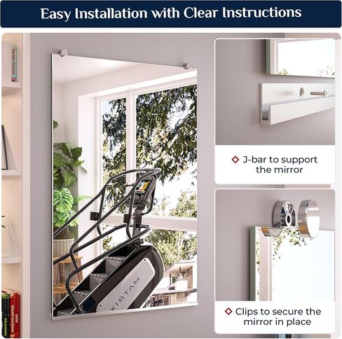 Keonjinn Home Gym Mirror, 48" x 24" x 2Pcs, Large Exercise Mirror, Frameless Full Body Mirrors, Tempered Glass, Wall Mounted for Gym, Yoga, Bedroom, Dance Studio in Saudi Arabia