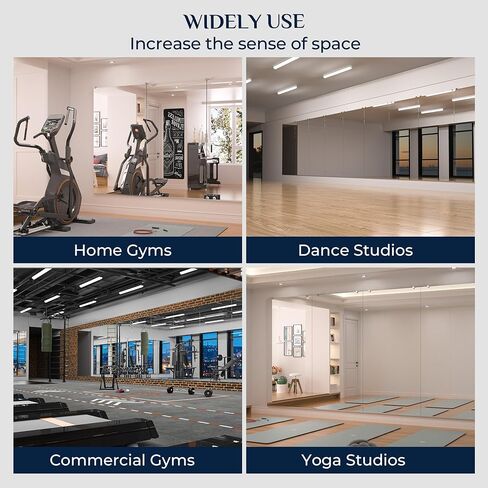 Keonjinn Home Gym Mirror, 48" x 24" x 2Pcs, Large Exercise Mirror, Frameless Full Body Mirrors, Tempered Glass, Wall Mounted for Gym, Yoga, Bedroom, Dance Studio in Saudi Arabia