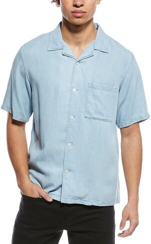 Theory Mens Noll Shirt Camp Collar in Drape Lyocell in Kuwait