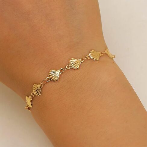 Statement Gold Small Beaded Seashell Chain Bracelet for Women, Dainty Simple Ocean Beach Sea Shell Bracelets Non Tarnish Boho Hawaii Vacation Jewelry in Saudi Arabia