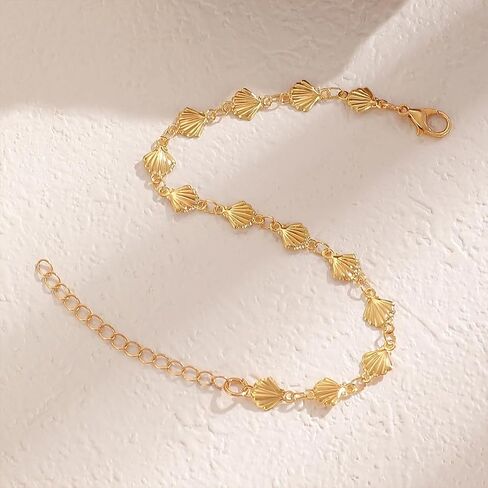 Statement Gold Small Beaded Seashell Chain Bracelet for Women, Dainty Simple Ocean Beach Sea Shell Bracelets Non Tarnish Boho Hawaii Vacation Jewelry in Saudi Arabia