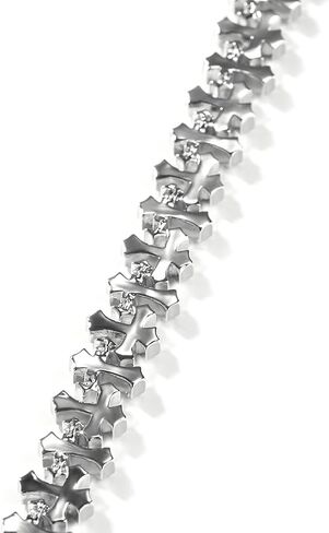LUSSO 925 Sterling Silver Iced Out Cross Bracelet For Women And Men - 5A+ Iced Out Crosses Link Chain Bracelets, Jesus Bracelets Iced Chain Hip Hop Rapper Jewelry Gift (8inch - Cross Bracelet) in Saudi Arabia