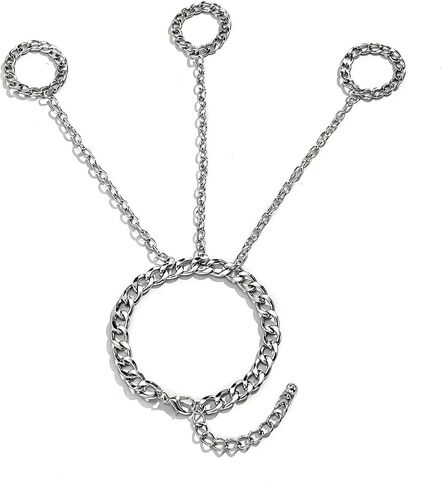 Layered Hand Chain Bracelet with Finger Rings Punk Gothic Linked Wrist to Ring Jewelry for Men Women Y2K Streetwear Accessory in Saudi Arabia