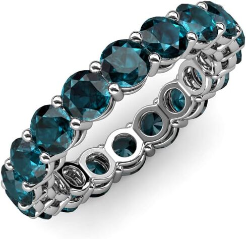 TriJewels London Blue Topaz 3.04 ctw to 3.61 ctw Women Eternity Ring Stackable 14K Gold in Saudi Arabia