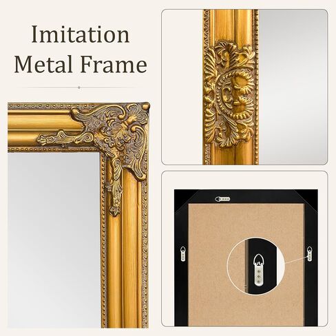 FICTOR 28" x 40" Vintage Baroque Mirrors for Wall, Antique Gold Ornate Decorative Mirror with Carved Frame for Living Room, Entryway, Fireplace, Bathroom, Bedroom in Kuwait