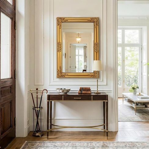 FICTOR 28" x 40" Vintage Baroque Mirrors for Wall, Antique Gold Ornate Decorative Mirror with Carved Frame for Living Room, Entryway, Fireplace, Bathroom, Bedroom in Kuwait