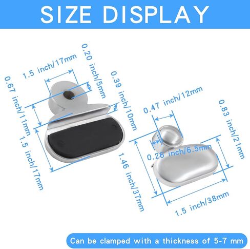 4 Pcs Wall Mirror Hanging Clips, Oval Mirror Holder Hang Mirror On Wall Mounting Kit, Zinc Alloy Mirror Hanger Hardware for Frameless Mirror, Fits for 3-5mm Thick Glass in Kuwait