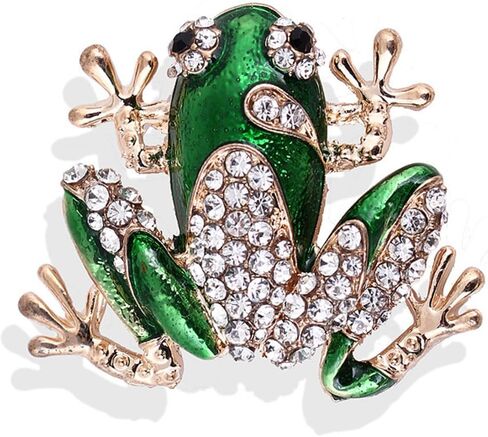 Frog Rhinestone Brooch for Women Men Cute Animal Lapel Pin Funny Sparkly Crystal Frog Brooch Pin Badge for Jackets Bags Hats Clothing in Kuwait