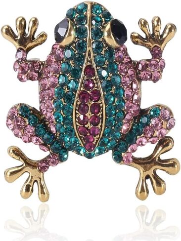 Frog Rhinestone Brooch for Women Men Cute Animal Lapel Pin Funny Sparkly Crystal Frog Brooch Pin Badge for Jackets Bags Hats Clothing in Kuwait