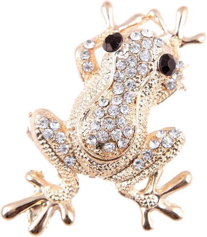 Frog Rhinestone Brooch for Women Men Cute Animal Lapel Pin Funny Sparkly Crystal Frog Brooch Pin Badge for Jackets Bags Hats Clothing in Kuwait