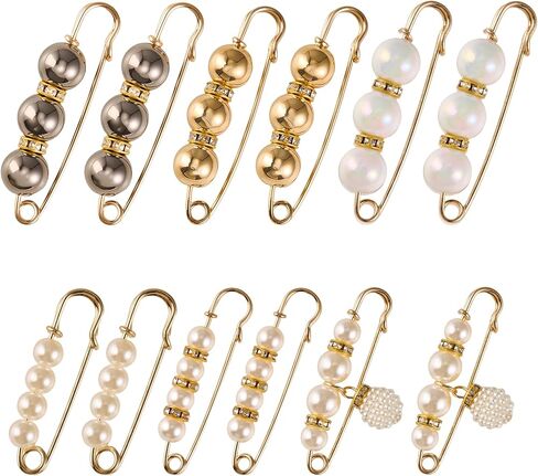 12 Pcs Pearl Brooch Pins for Women Clips Artificial Pearls Decorative Safety Pins for Dresses Skirts Sweaters Cardigans Shawls in Saudi Arabia