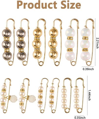 12 Pcs Pearl Brooch Pins for Women Clips Artificial Pearls Decorative Safety Pins for Dresses Skirts Sweaters Cardigans Shawls in Saudi Arabia