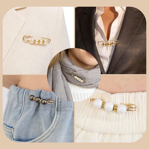 12 Pcs Pearl Brooch Pins for Women Clips Artificial Pearls Decorative Safety Pins for Dresses Skirts Sweaters Cardigans Shawls in Saudi Arabia