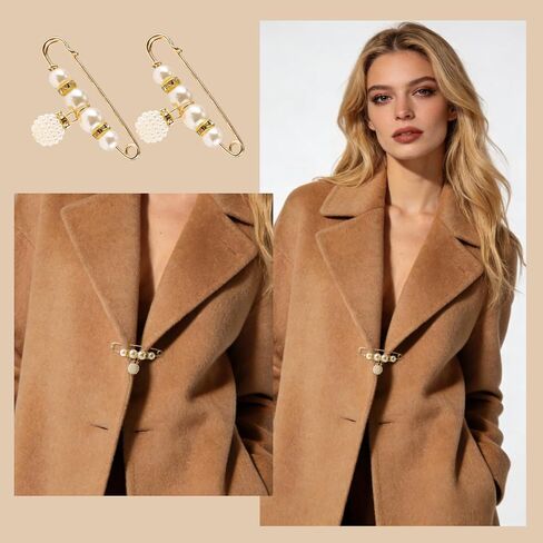 12 Pcs Pearl Brooch Pins for Women Clips Artificial Pearls Decorative Safety Pins for Dresses Skirts Sweaters Cardigans Shawls in Saudi Arabia