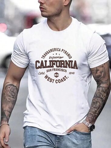 Mens Graphic T Shirts, Vintage College Tees Letter Printed Casual Shirts Short Sleeve Summer Tops for Men in Kuwait