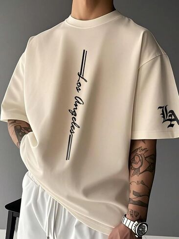 Mens Graphic T Shirts, Vintage College Tees Letter Printed Casual Shirts Short Sleeve Summer Tops for Men in Kuwait
